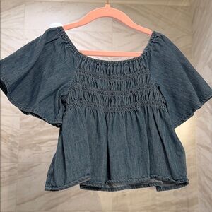 Old Navy Denim Blue Flutter Sleeve Top